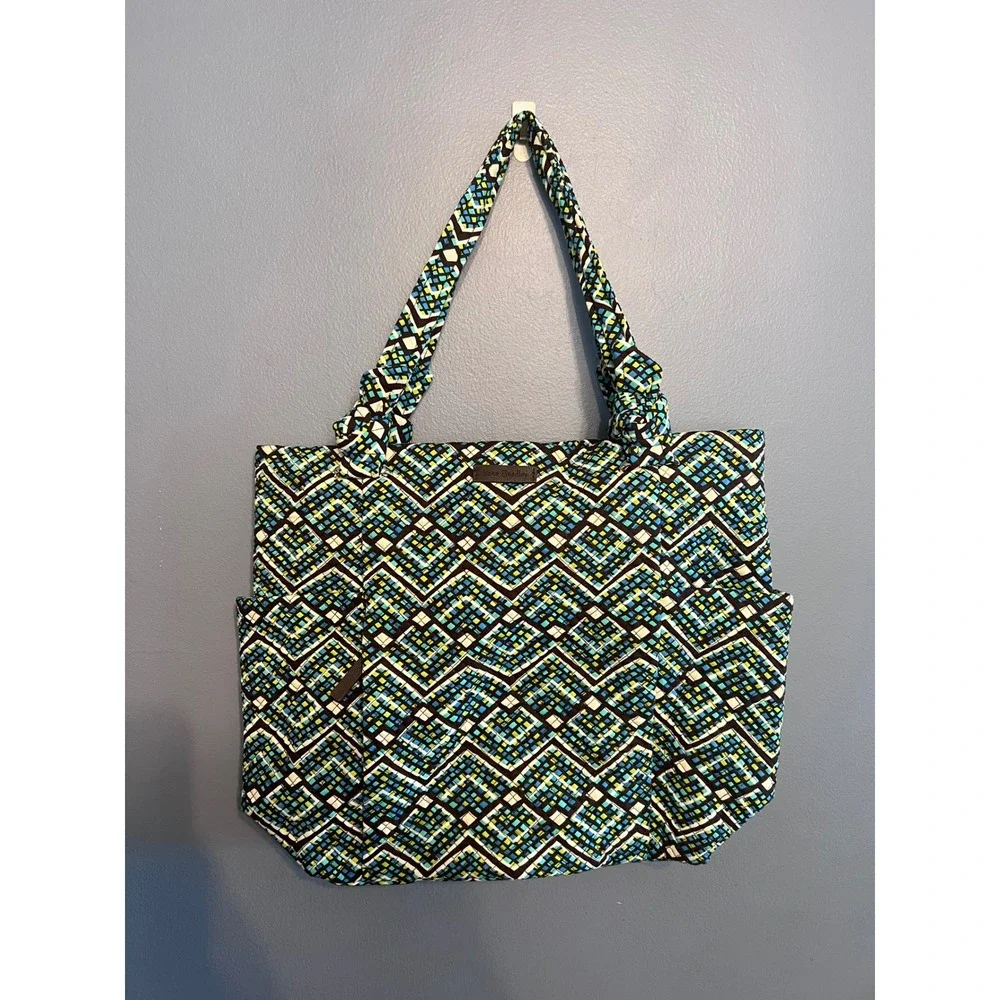 Vera Bradley Hadley East West Tote In Rain Forest Pattern Quilted Tote Retired